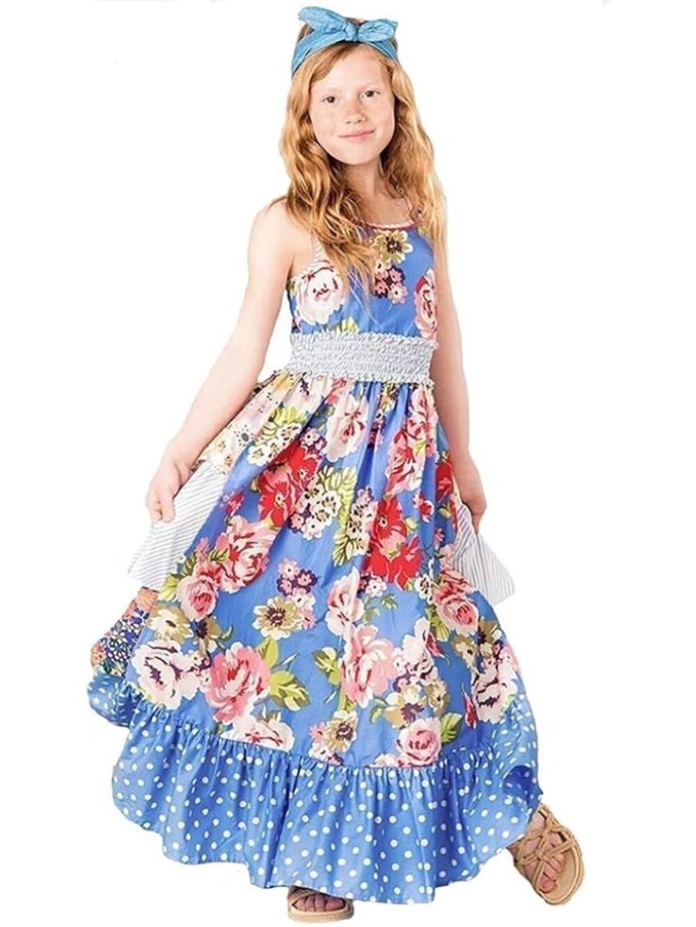 Matilda Jane adventure begins heart song Girls Floral Patchwork Maxi Dress sz 10